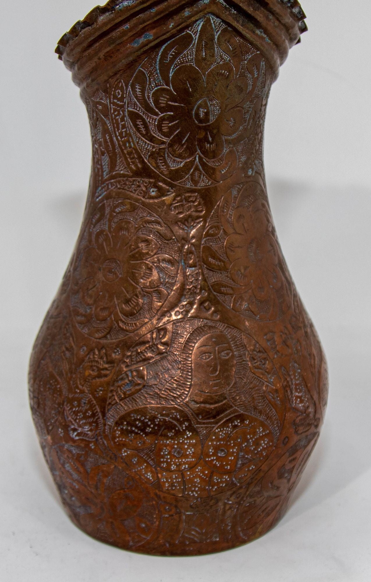 Islamic Persian Copper Pitcher Antique 19th Century Middle Eastern Ewer