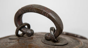 Antique South Asian Round Copper Bronze Box with Lid from India 19th C.