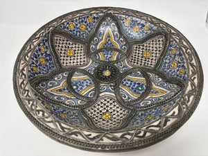 Antique Moroccan Moorish Handcrafted Ceramic Bowl Dish from Fez