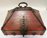 South Indian Netturpetti Jewelry Box, Teak & Brass, Circa 1950
