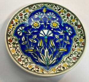 Turkish Ceramic Plate with Hand-painted Iznik Floral Design 1950s