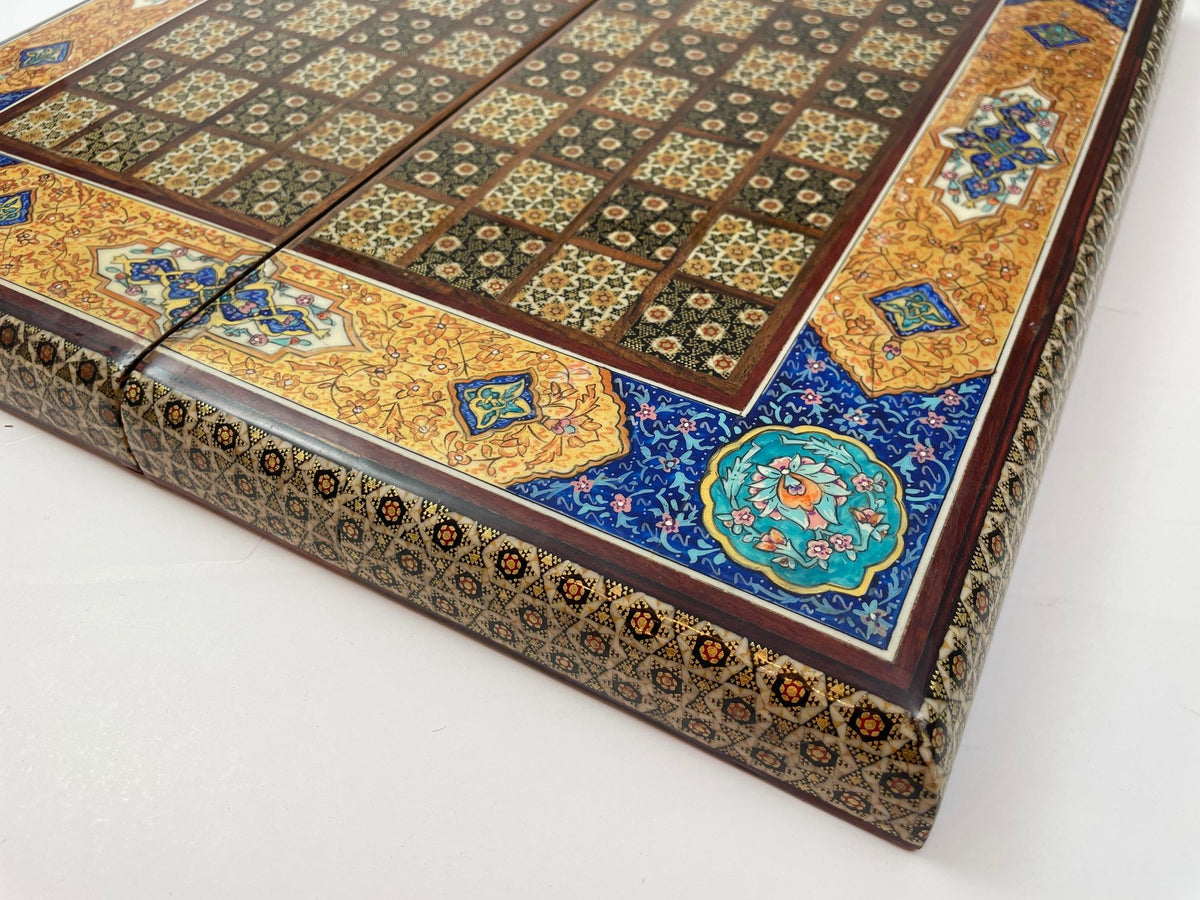 Moorish Persian Inlaid Micro Mosaic Backgammon and Chess Board