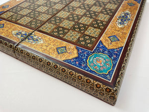 Moorish Persian Inlaid Micro Mosaic Backgammon and Chess Board