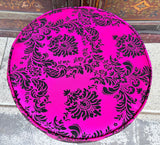 Moroccan Art Deco Boho Style Pouf in Hot Fuchsia Color