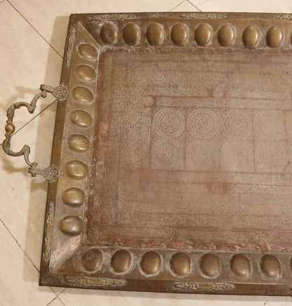 Monumental Mughal Brass and Copper Calligraphy Tray Table, India, circa 1920 — detail view 17