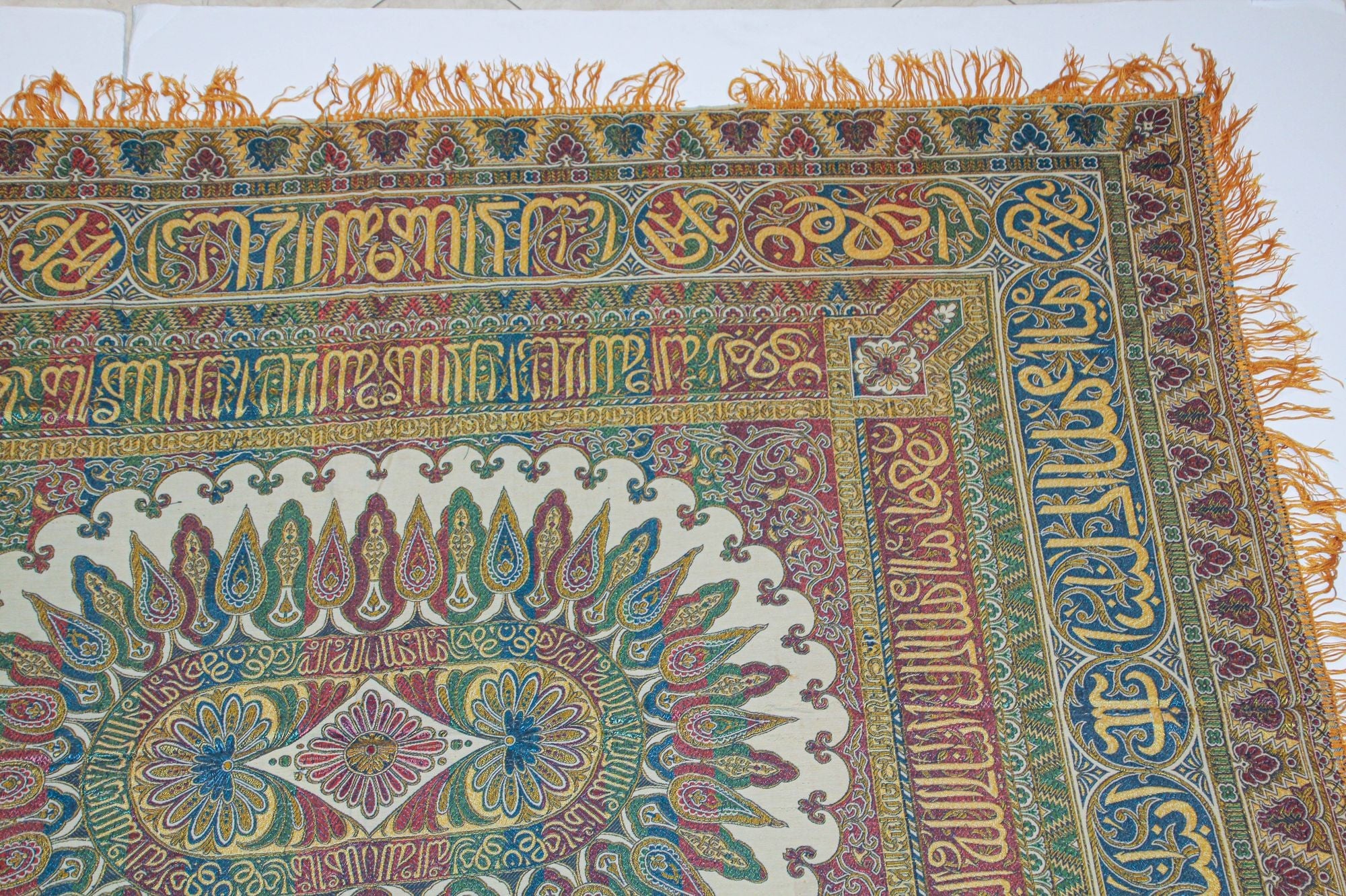 Antique Large Moorish Silk Textile Granada Spain Islamic Art
