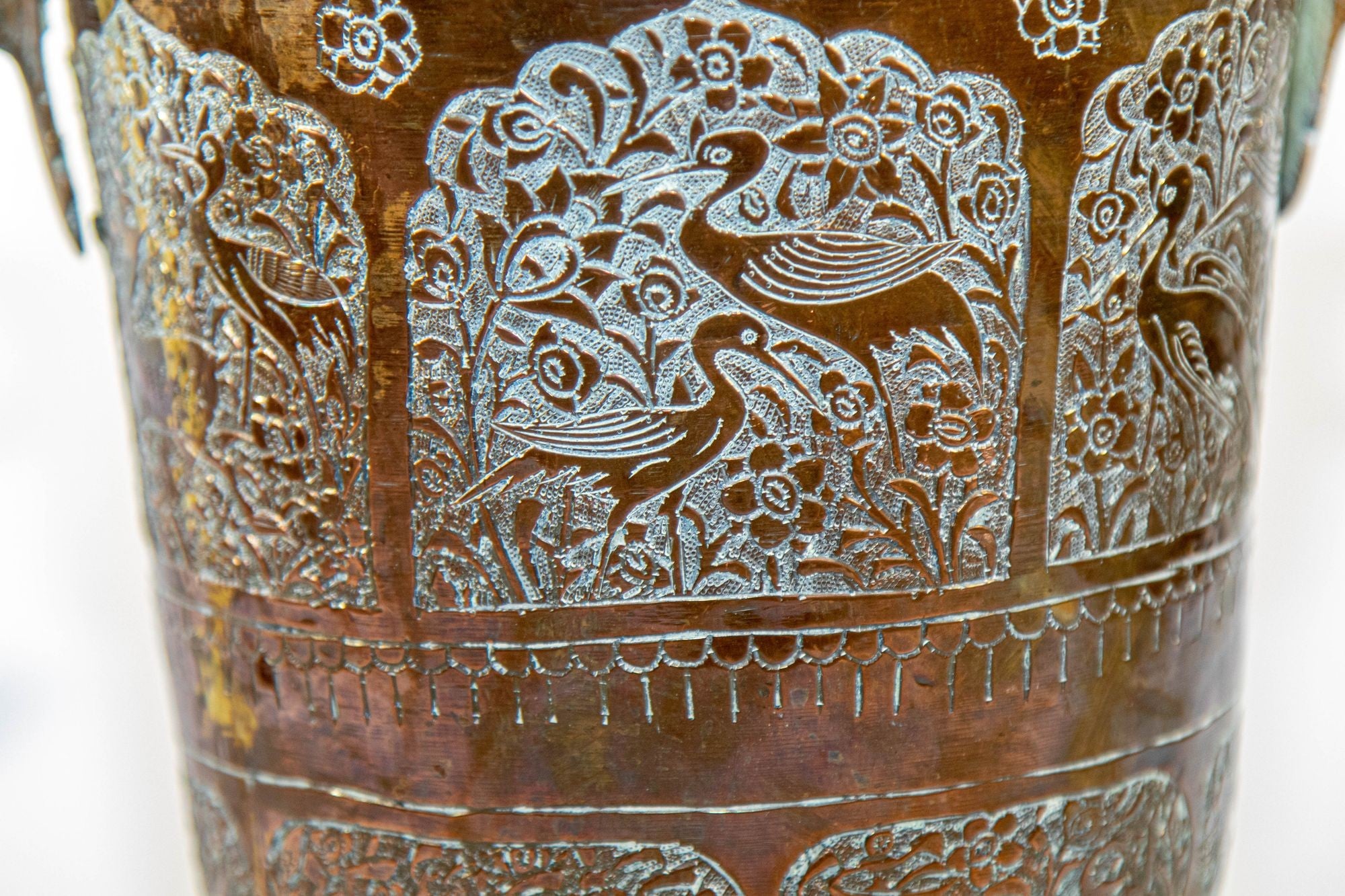 Antique Middle Eastern Islamic Copper Vase with Handles