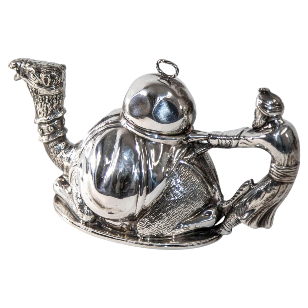 Camel Form "Karawan" Silver-Plated Teapot by Mariage Freres Paris France — detail view 4