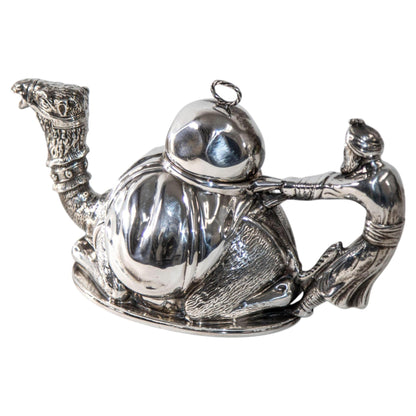 Camel Form "Karawan" Silver-Plated Teapot by Mariage Freres Paris France — detail view 4