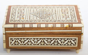 Vintage Spanish Inlaid Marquetry Decorative Music Box Inlaid with White Bone