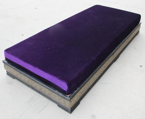 Vintage Moroccan Settee Low Bench, Daybed with Purple Cushion