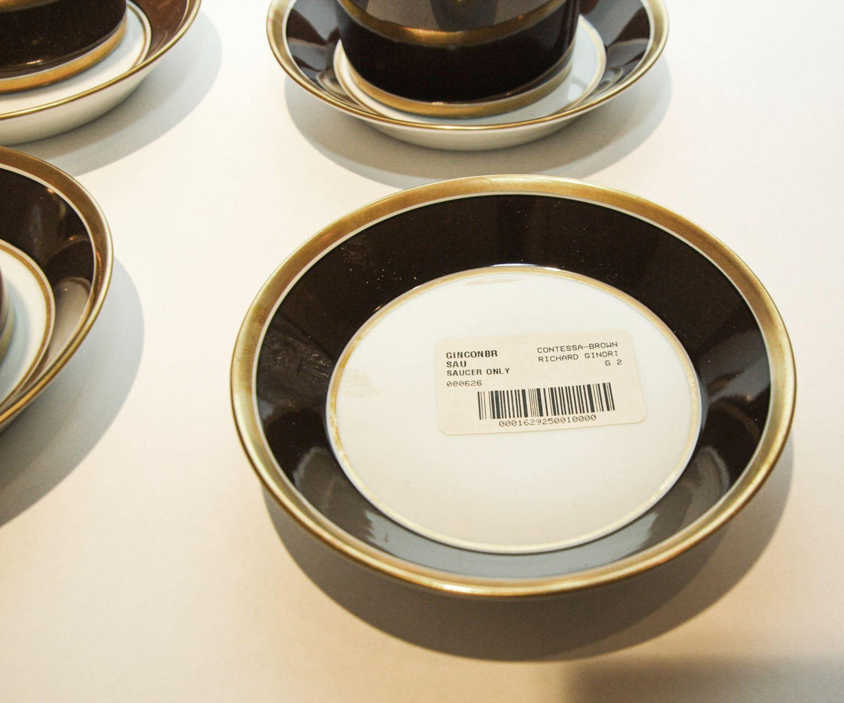 Richard Ginori Brown & Gold Trimmed Dinnerware Service Of 93 Pieces — detail view 16