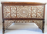 1 Large 19th-Century Ottoman Levantine Mother-of-Pearl Inlaid Dowry Chest