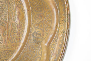 Large Moroccan Round Brass Tray Wall Decor 38 inches Circa 1950's