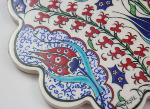 Turkish Iznik Style Ceramic Tiles Set of 3