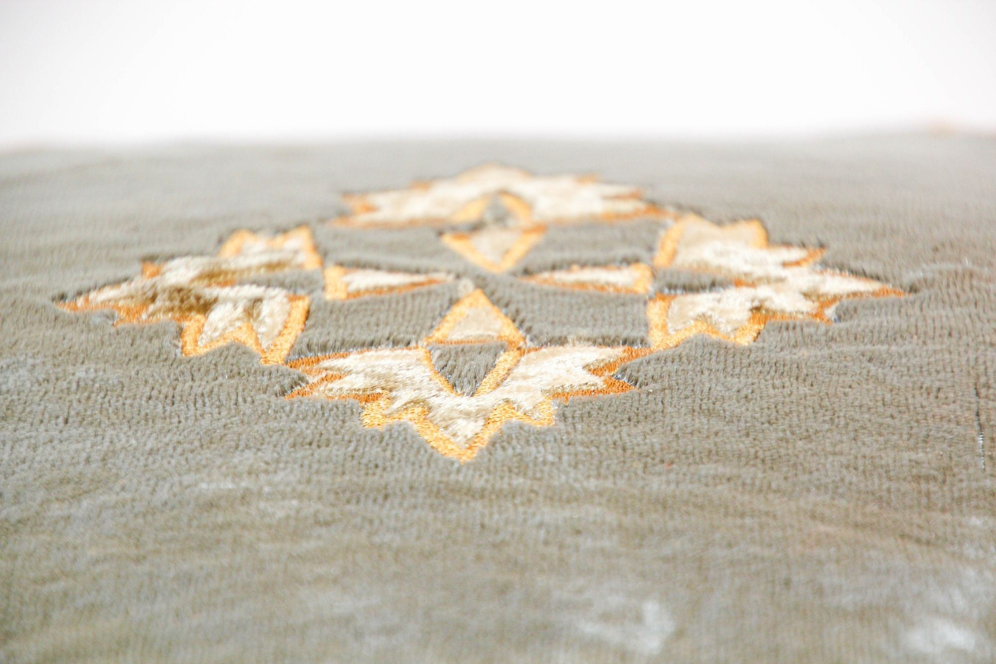 Baroque Venetian Style, Blue and Gold Velvet Pillow, Elaborate Applique Work