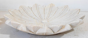 White Marble Open Lotus Flower Shape Large Blow Hand-Carved in India Raj Mughal