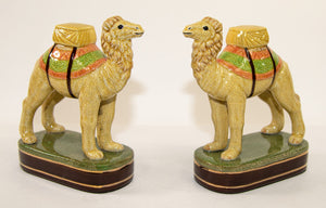 Vintage Porcelain Camel Sculptures Figurines Bookends