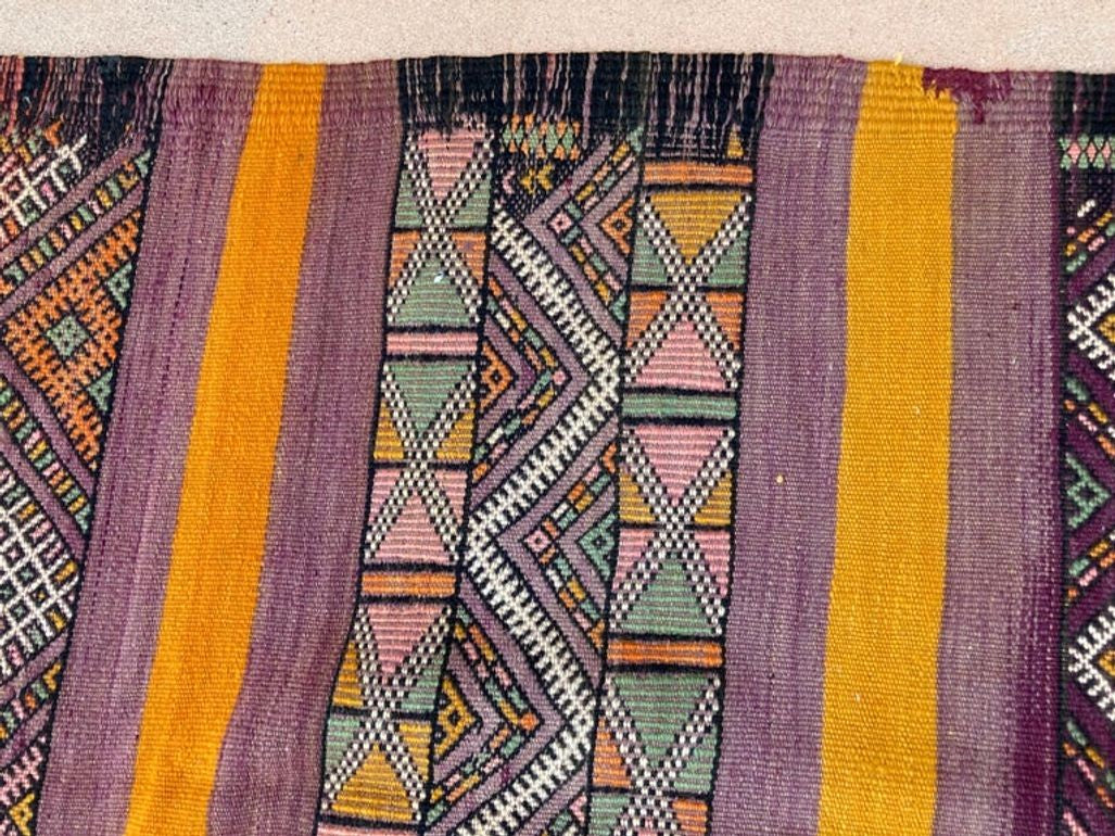 Vintage Hand-Woven Berber Kilim Rug by Moroccan Artisans, 6.5x10 ft