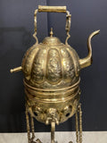 Moroccan Brass Tea Kettle on Stand Handcrafted in Fez Morocco 1930