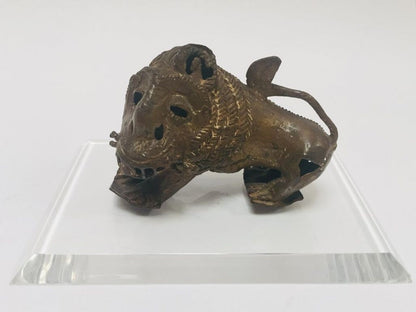 Vintage West African Cast-Brass Mythical Lion Folk Art Sculpture, circa 1960