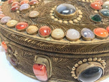 Large Vintage Agate Inlaid Moorish Wedding Jewelry Dressing Box