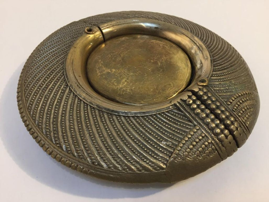 Antique Indian Dhokra Tribal Brass Anklet Repurposed as Catchall, circa 1920