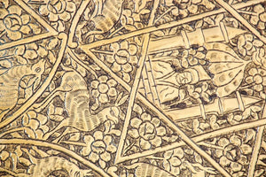 Large Antique Decorative Indo-Persian Mughal Hammered Brass Tray 19th c.