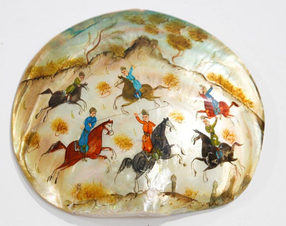 Middle Eastern Miniature Painting on Shell