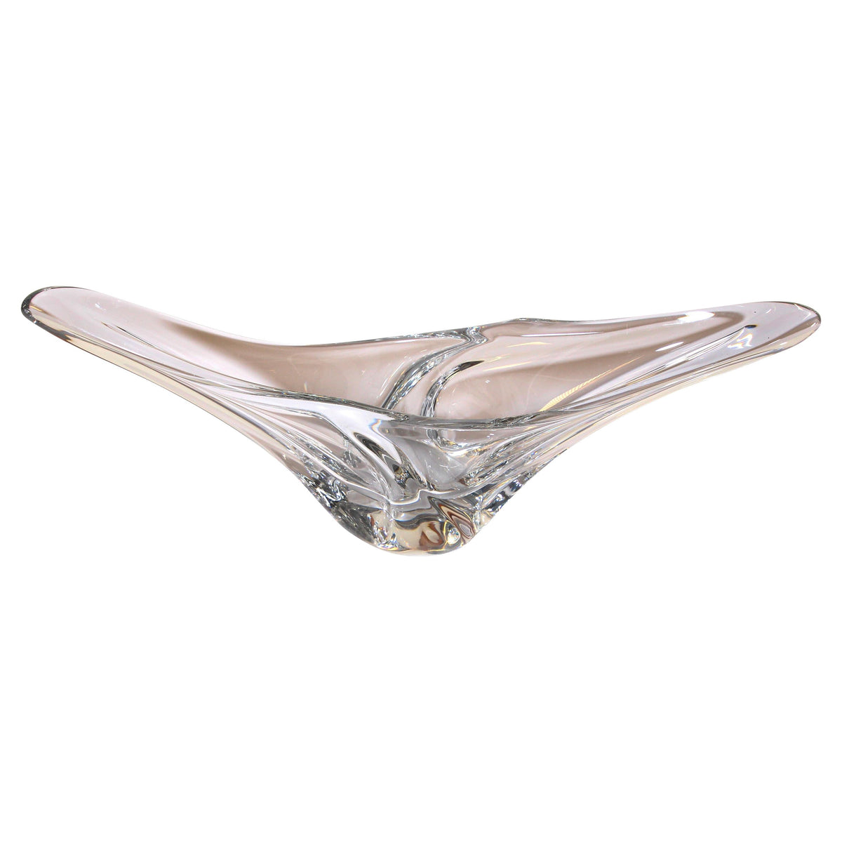 Daum France Sculptural Curvilinear Crystal Art Glass Fruit Bowl Centerpiece — main image