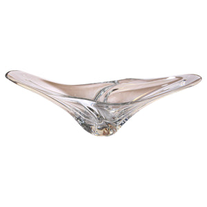 Daum France Sculptural Curvilinear Crystal Art Glass Fruit Bowl Centerpiece