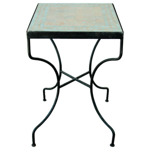 Moroccan Mosaic Tile Bistro Table with Wrought Iron Base