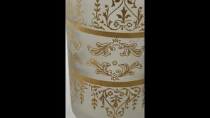 Set of Six Moroccan Moorish Glasses, White Frosted & Gold, Handmade