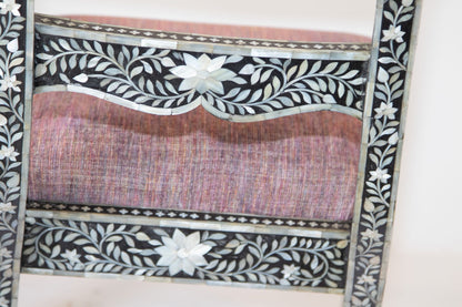 Anglo-Indian Mughal Mother of Pearl Inlaid Klismos Armchair with Ram Head 1 of 2