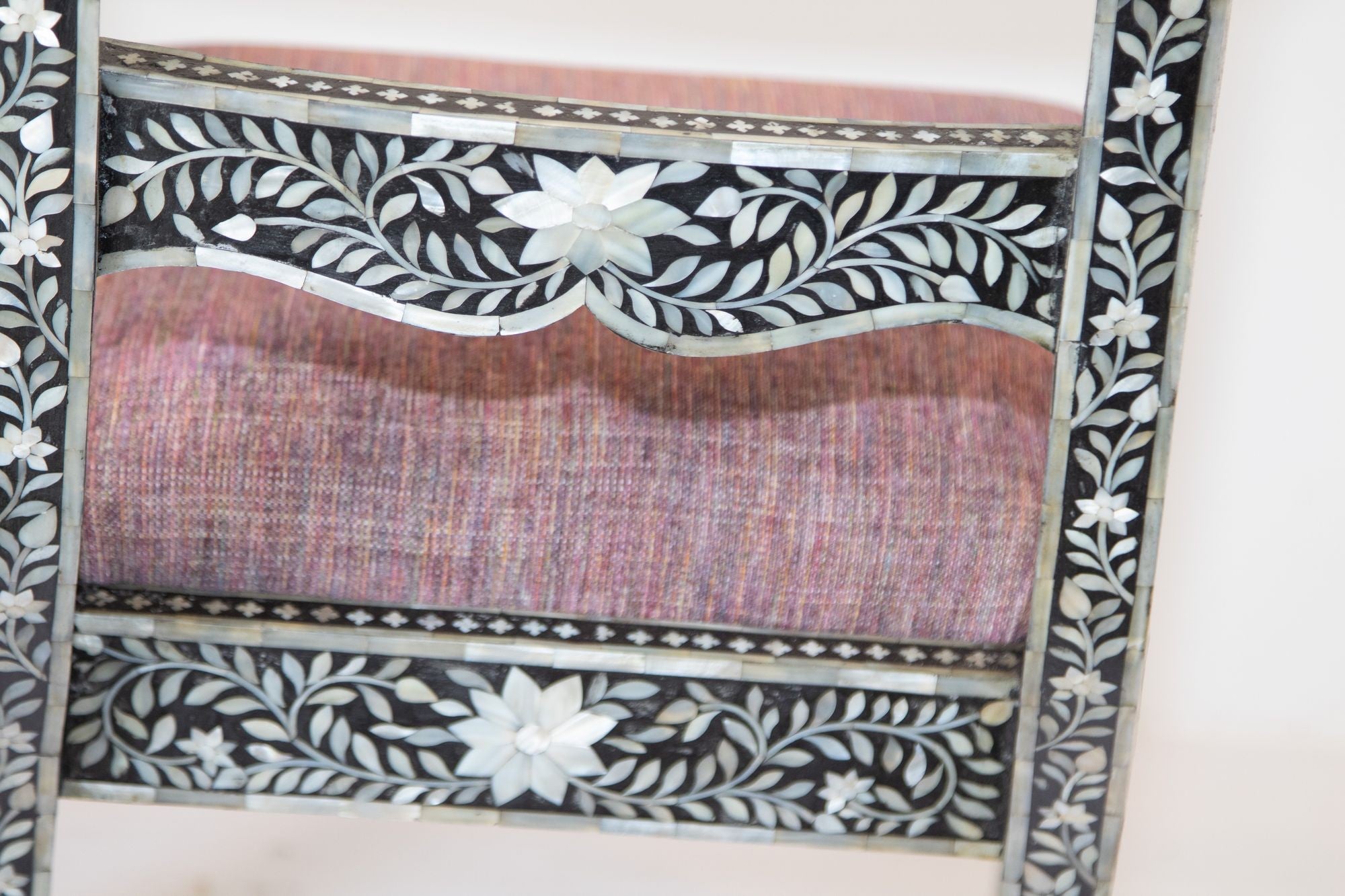 Anglo-Indian Mughal Mother of Pearl Inlaid Klismos Armchair with Ram Head 1 of 2