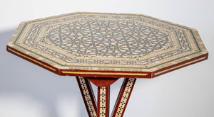 Egyptian Octagonal Side Table Egyptian Moorish Tilt-Top Inlaid Table 1950s
