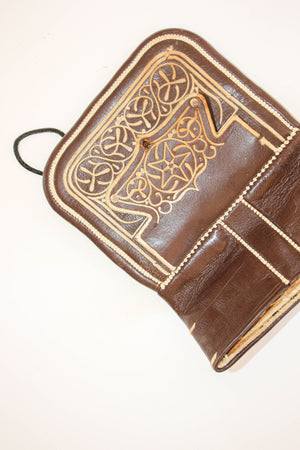 Collectible Vintage Hand-tooled Leather African Berber Tribal Moroccan Bag 1960's