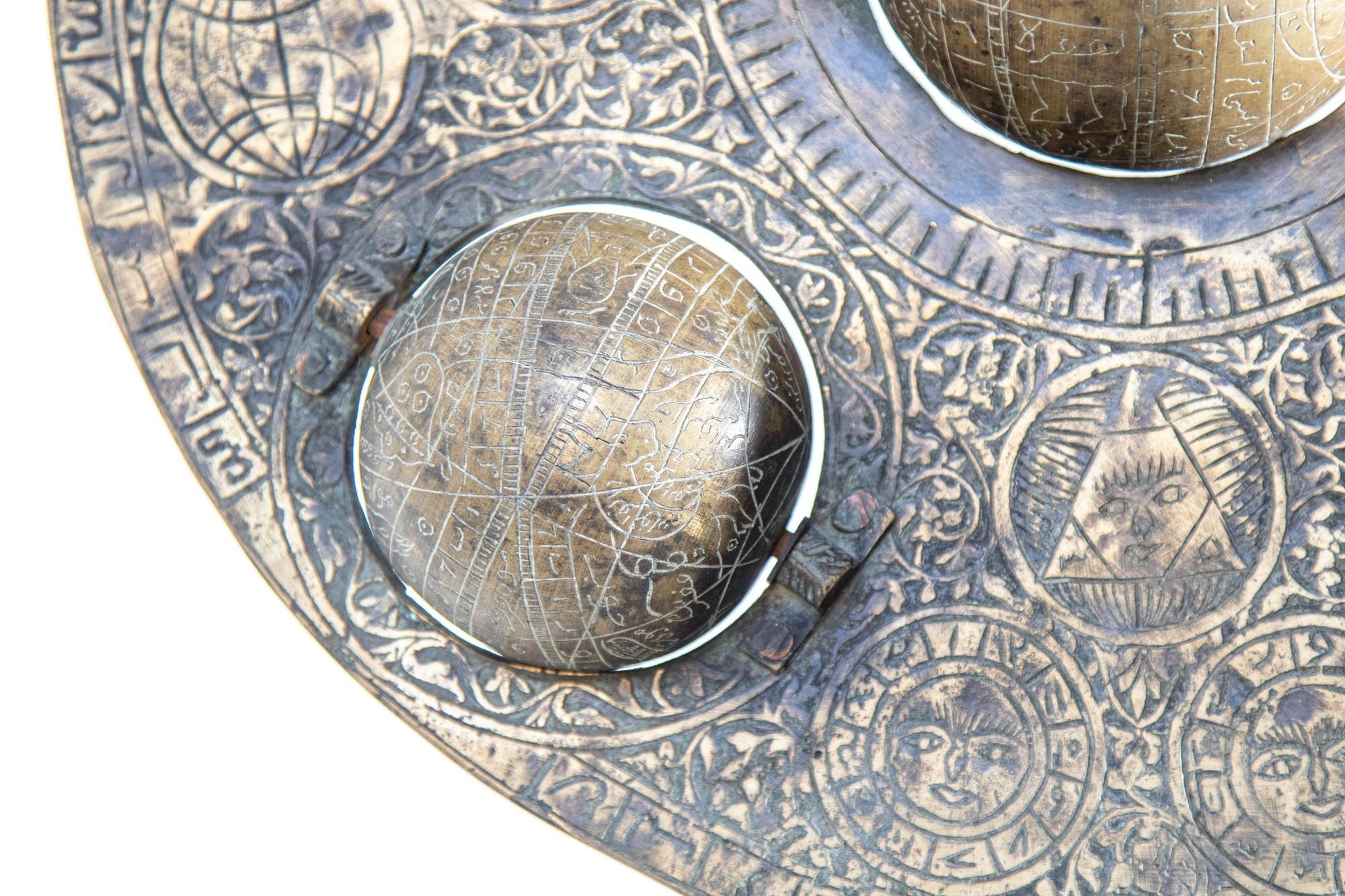 Islamic Cast Bronze Astrolabe with Five Celestial Globes Astronomical Instrument