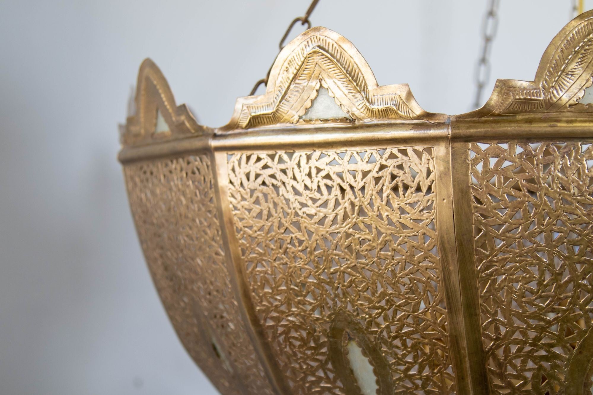 Vintage Large Moroccan Brass Chandelier in Andalus Moorish Style