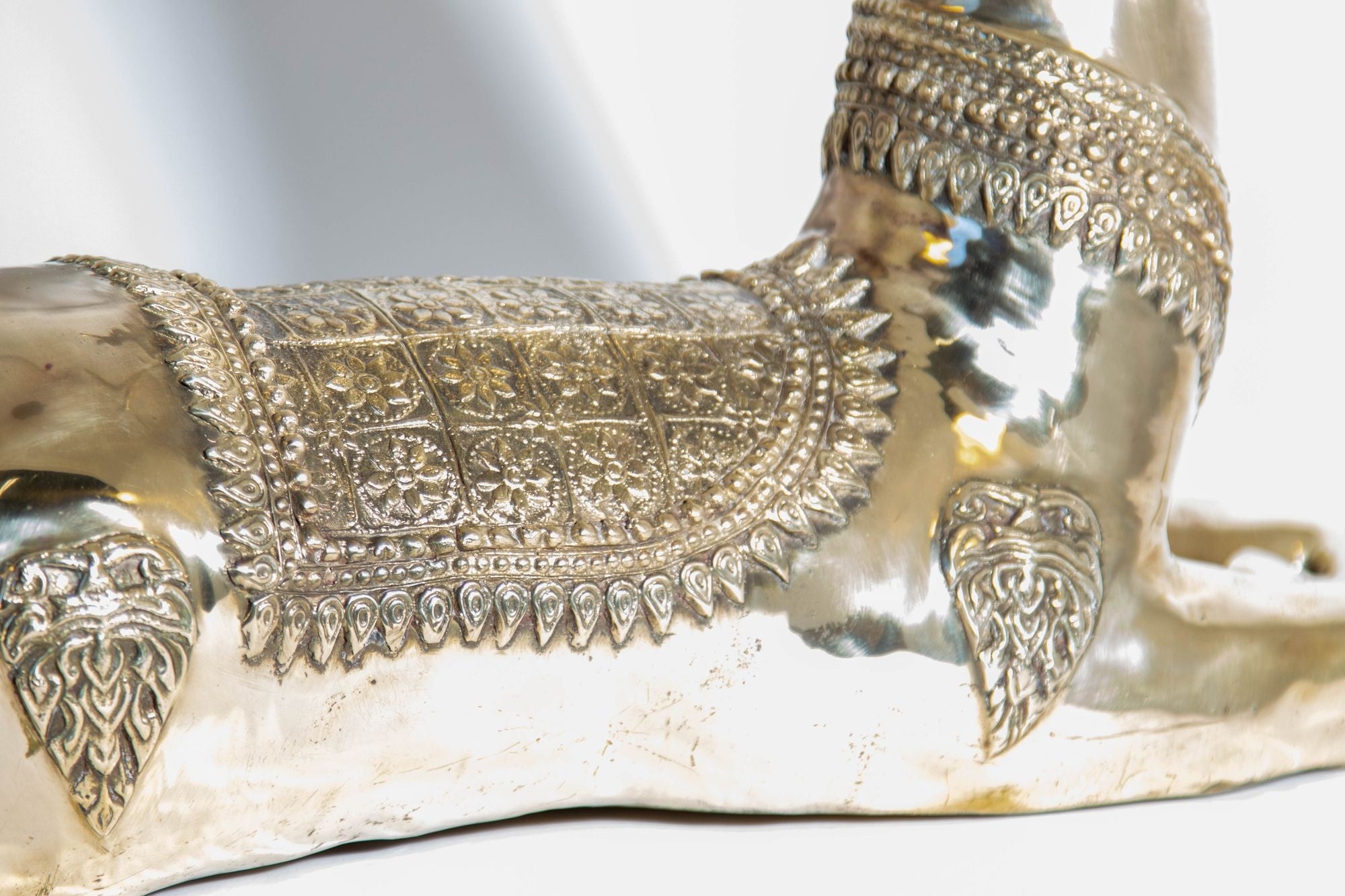 Large Brass Recumbent Deer Sculpture 1960s Hollywood Regency Style