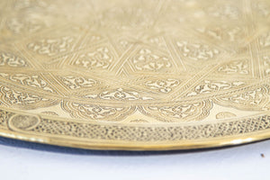 19th Century Mughal Indo Persian Fine Antique Brass Round Tray 17 in