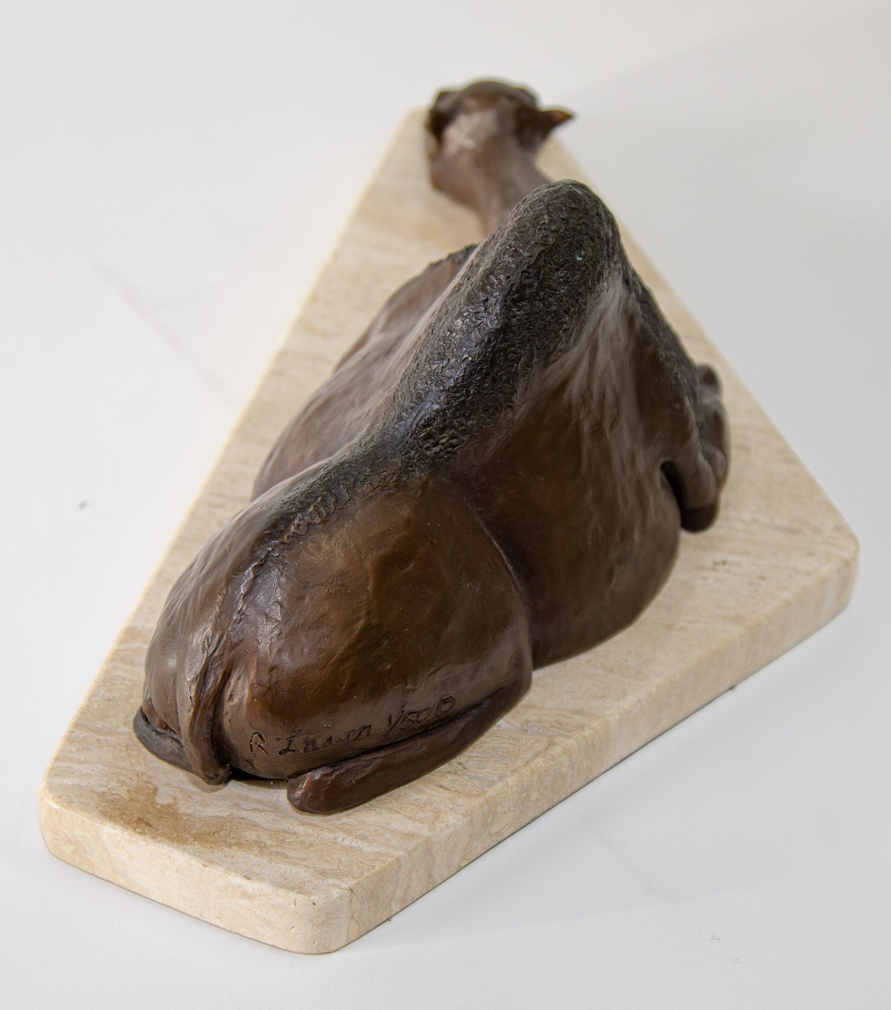 Bronze Resting Camel Sculpture on Marble Stand French School