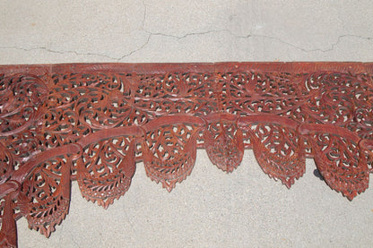Antique Hand-Carved Teak Wood Arched Asian Wall Panel, Moorish Design, 1940