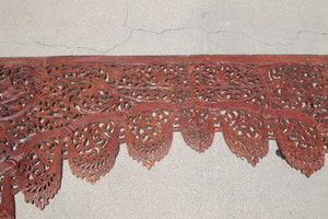Asian Hand-Carved Wooden Architectural Arched Wall Door Panel