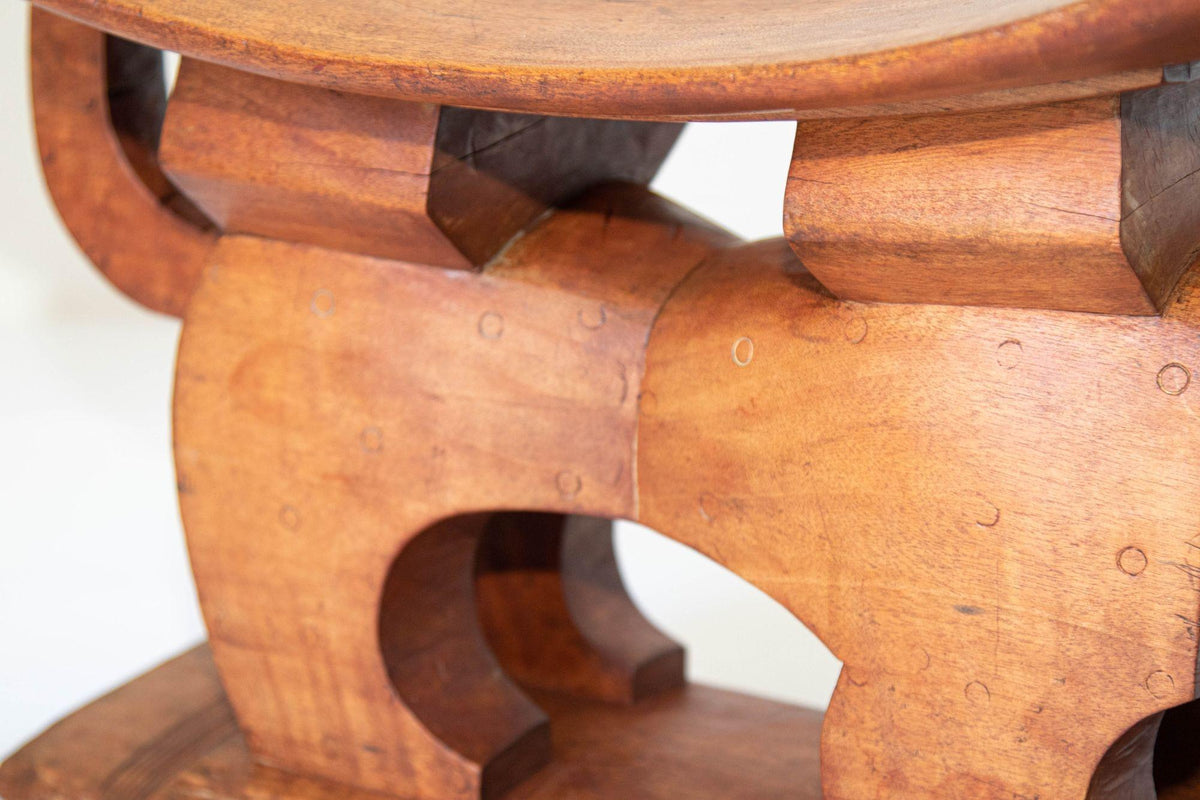 Antique Ghanian Ashanti Style Stool with Leopard Carved, Africa — additional view 17