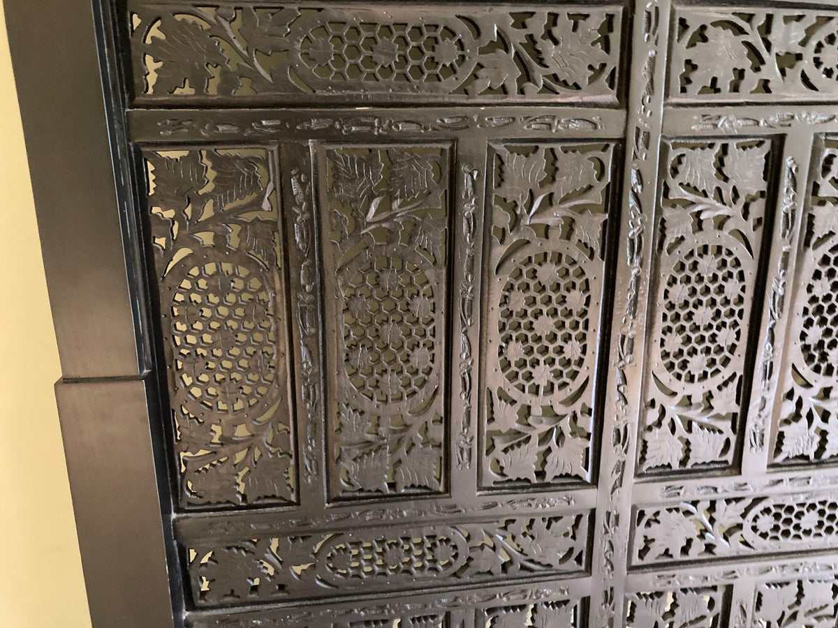 Hand-Carved Indo-Portuguese Moorish Queen Four-Poster Bed, India, 2000