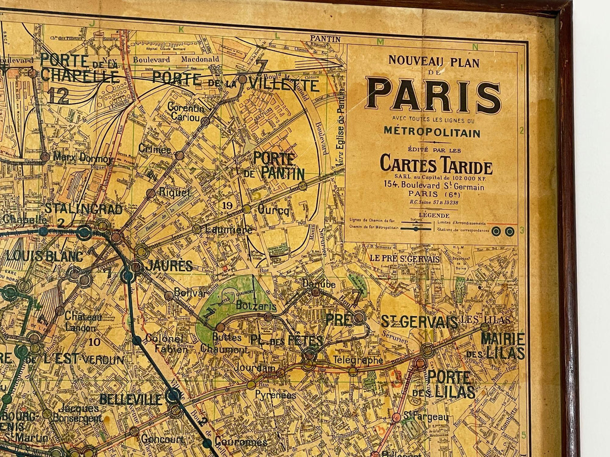 Vintage Paris Metro Map Print, Framed Mid-20th Century Artwork — additional view 17