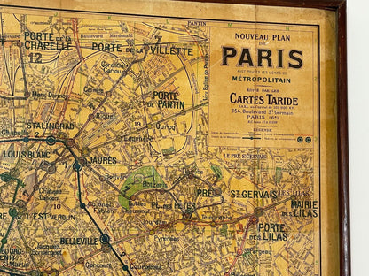 Vintage Paris Metro Map Print, Framed Mid-20th Century Artwork — additional view 17