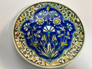 Turkish Ceramic Plate with Hand-painted Iznik Floral Design 1950s