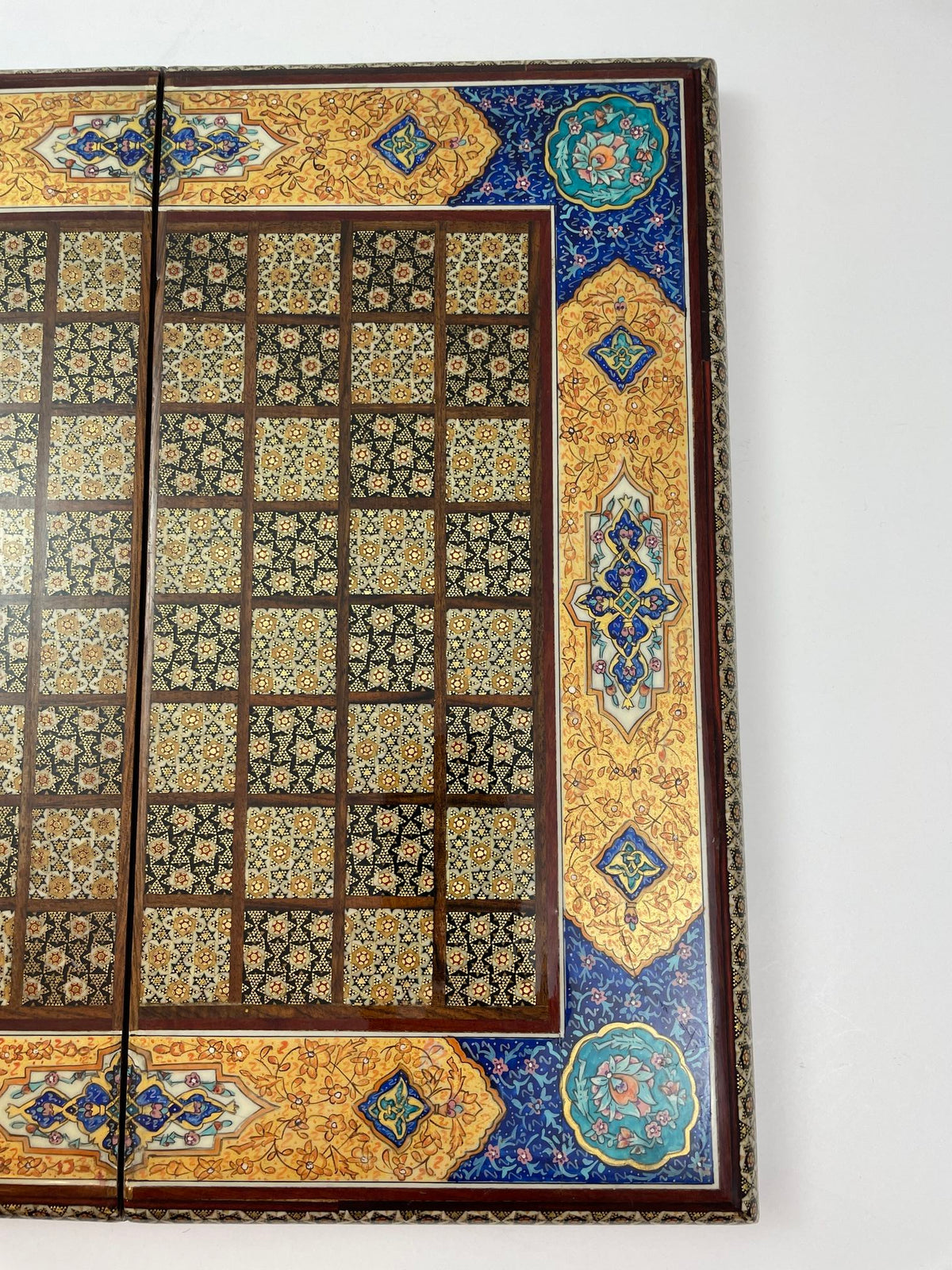 Moorish Persian Inlaid Micro Mosaic Backgammon and Chess Board